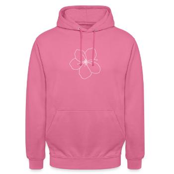 fleur de cerisier japonais traits blanc - Sweat-shirt à capuche unisexe - rose - Devant - Alina (178cm) & Michal (187cm)