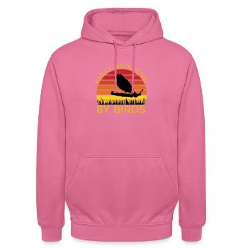Easily Distracted By Birds - Unisex Hoodie - pink - Front - Alina (178cm) & Michal (187cm)