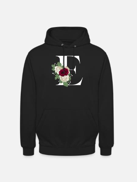 lettre E fleuris - Sweat-shirt à capuche unisexe - noir