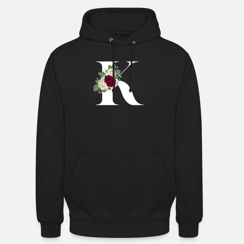lettre k fleuris - Sweat-shirt à capuche unisexe - noir