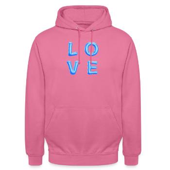 LOVE ballons bleus - Sweat-shirt à capuche unisexe - rose - Devant - Alina (178cm) & Michal (187cm)