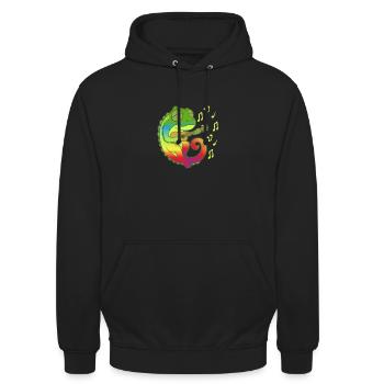 Musik Chamäleon spielt Gitarre Musikliebhaber Gift - Unisex Hoodie - Schwarz - Vorne - Alina (178cm) & Michal (187cm)