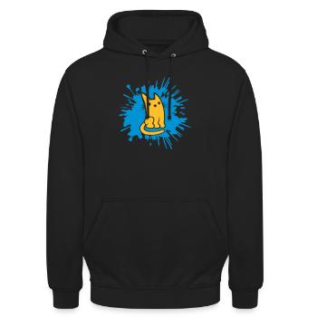 Drops of Color blobs cat comic - Unisex Hoodie - black - Front - Alina (178cm) & Michal (187cm)