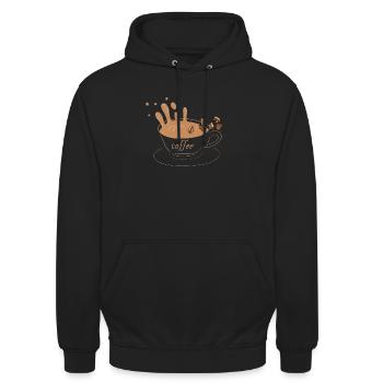 Coffee - Unisex Hoodie - Schwarz - Vorne - Alina (178cm) & Michal (187cm)