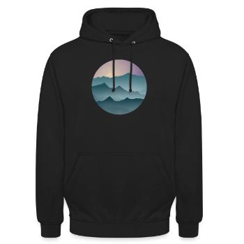Montagnes boisées - Sweat-shirt à capuche unisexe - noir - Devant - Alina (178cm) & Michal (187cm)