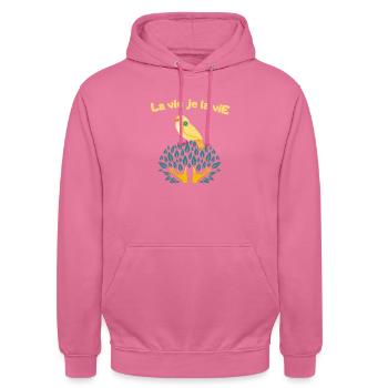 La vie je la vie 1 - Sweat-shirt à capuche unisexe - rose - Devant - Alina (178cm) & Michal (187cm)