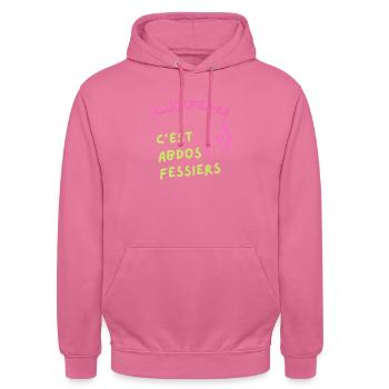 Aujourd'hui c'est abdos fessiers - Sweat-shirt à capuche unisexe - rose - Devant - Alina (178cm) & Michal (187cm)
