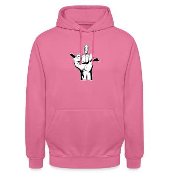 Der böse Junge in Schwarz-Weiß - Unisex Hoodie - Pink - Vorne - Alina (178cm) & Michal (187cm)
