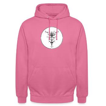 Collection Mystique ~ noir tatoo ~ n°2 - Sweat-shirt à capuche unisexe - rose - Devant - Alina (178cm) & Michal (187cm)