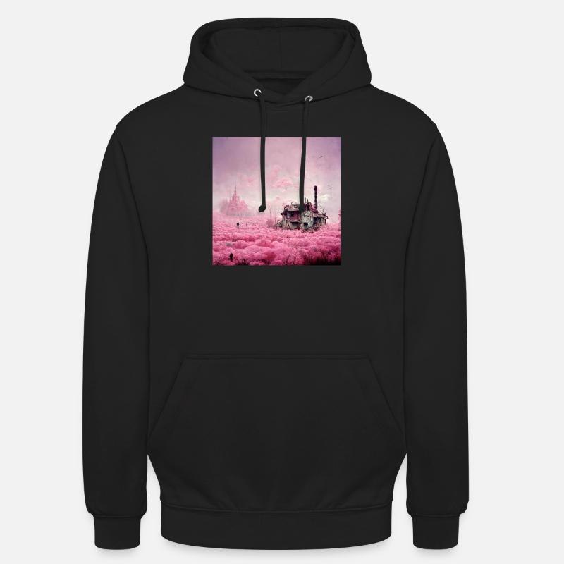 Pays des merveilles rose post-apocalyptique - Sweat-shirt à capuche unisexe - noir
