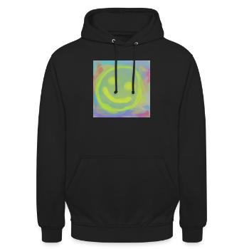 Be happy ' - Unisex Hoodie - Schwarz - Vorne - Alina (178cm) & Michal (187cm)