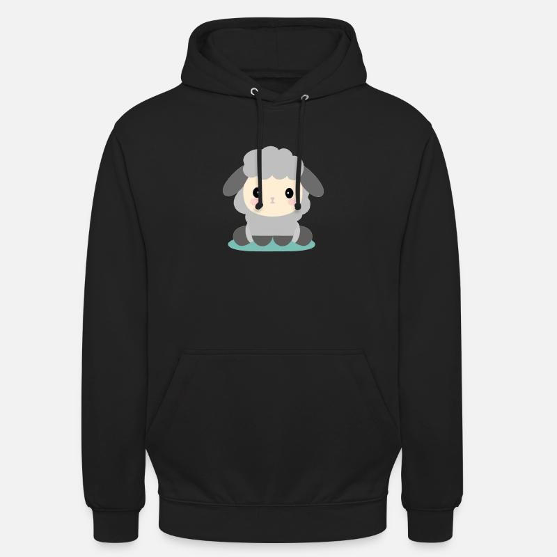 Mouton kawaii assis - Sweat-shirt à capuche unisexe - noir