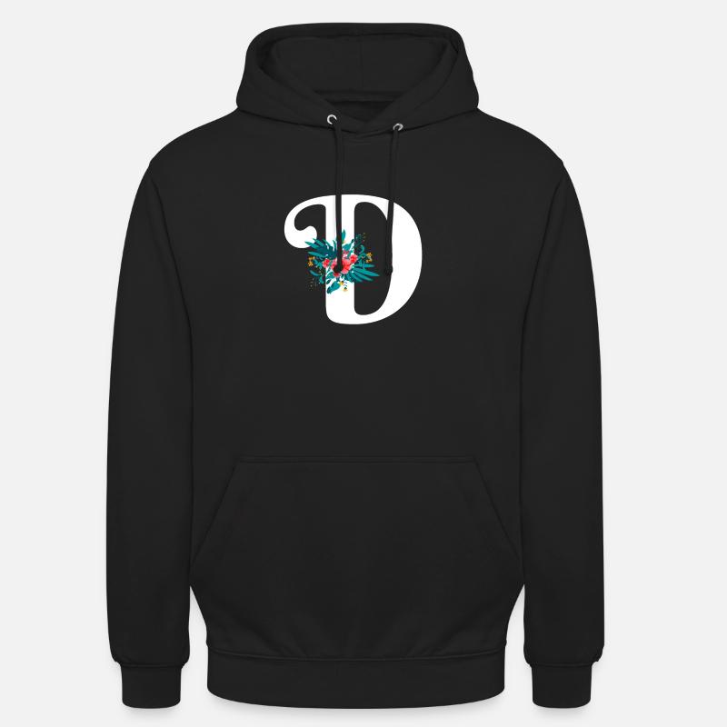 lettre D fleuris - Sweat-shirt à capuche unisexe - noir