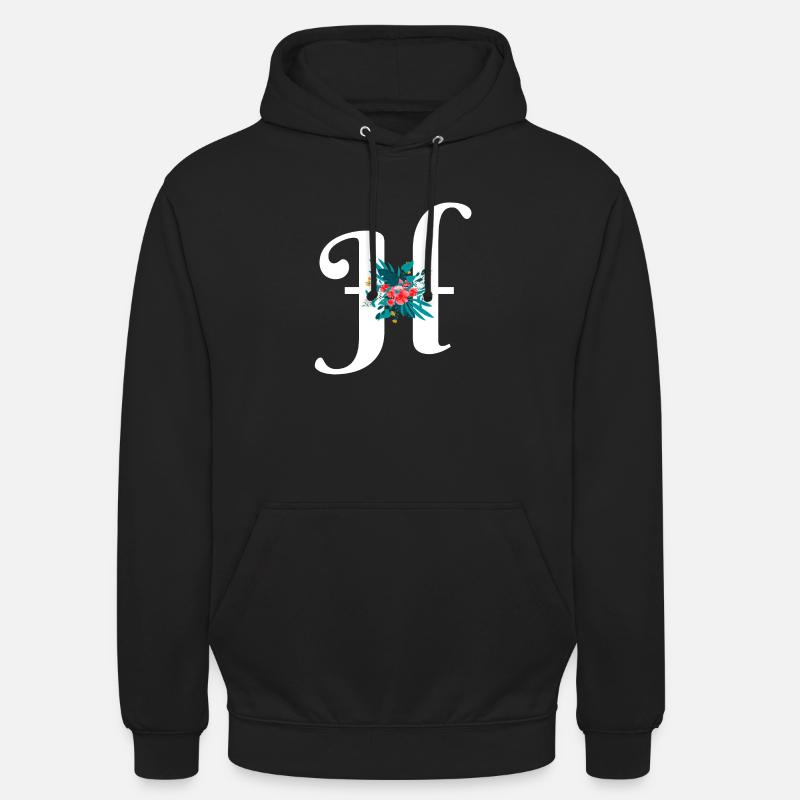lettre H fleuris - Sweat-shirt à capuche unisexe - noir