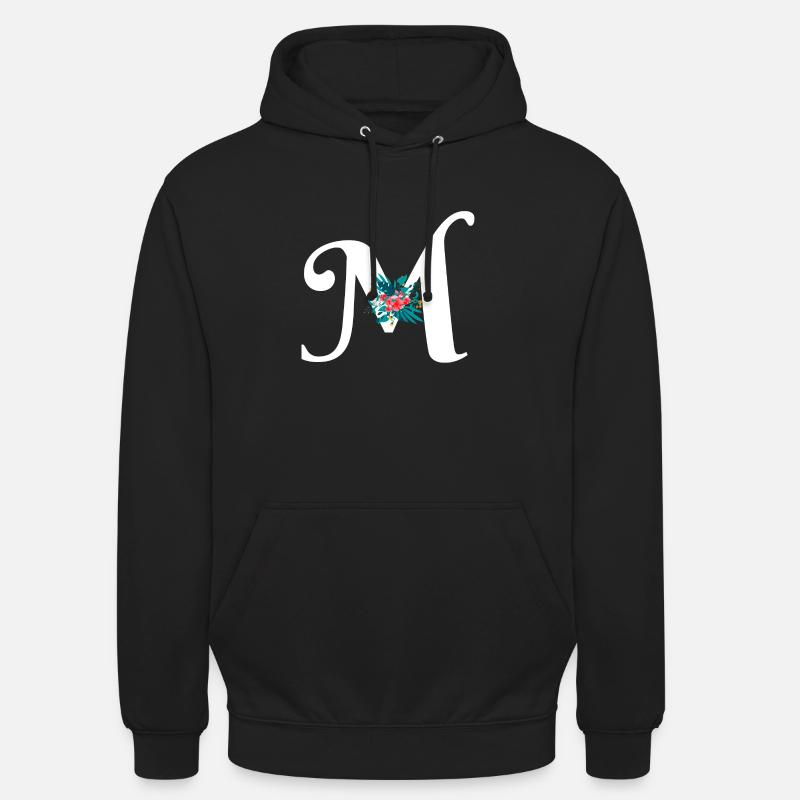 lettre M fleuris - Sweat-shirt à capuche unisexe - noir