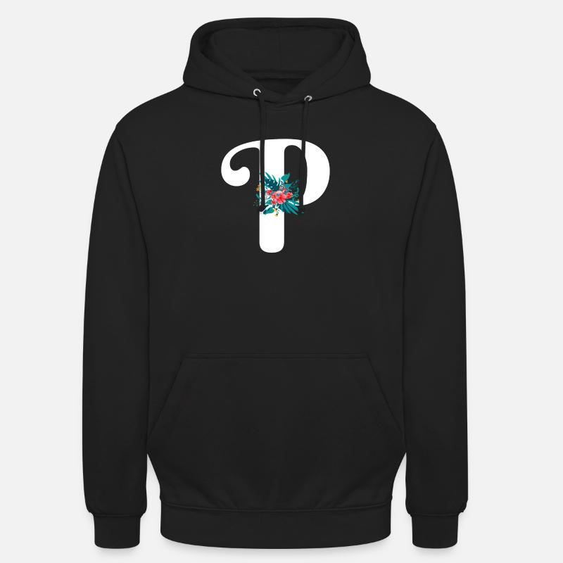 lettre P fleuris - Sweat-shirt à capuche unisexe - noir