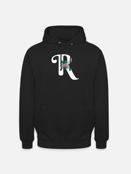 letter R flowered - Unisex Hoodie - black
