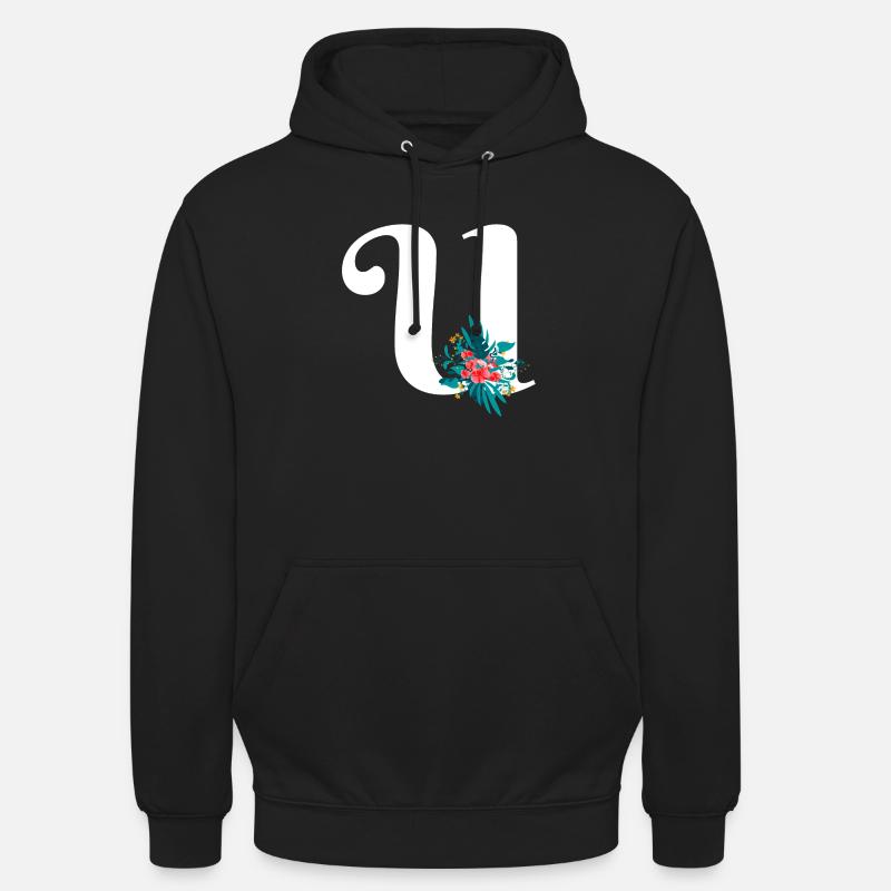 lettre U fleuris - Sweat-shirt à capuche unisexe - noir