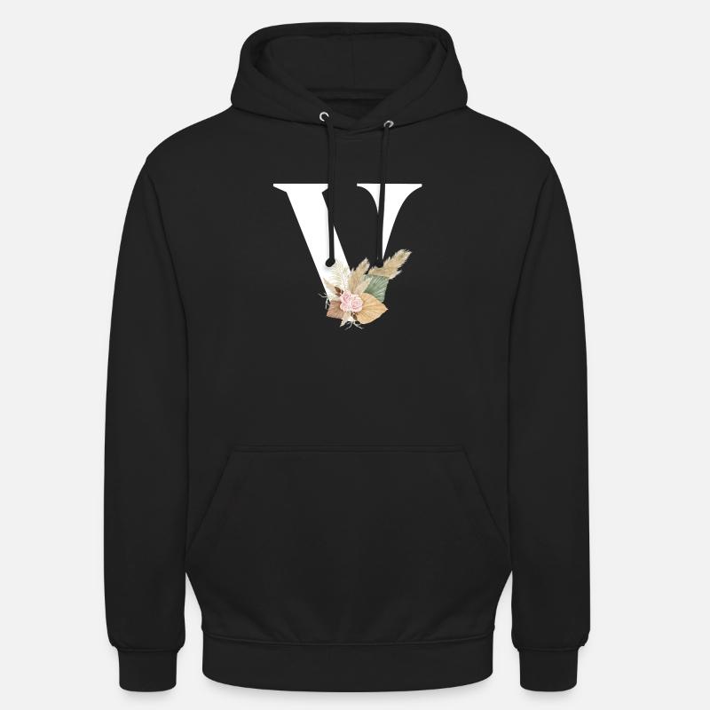 lettre V fleuris - Sweat-shirt à capuche unisexe - noir