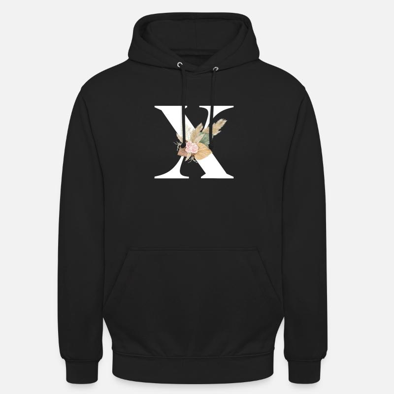 lettre X fleuris - Sweat-shirt à capuche unisexe - noir