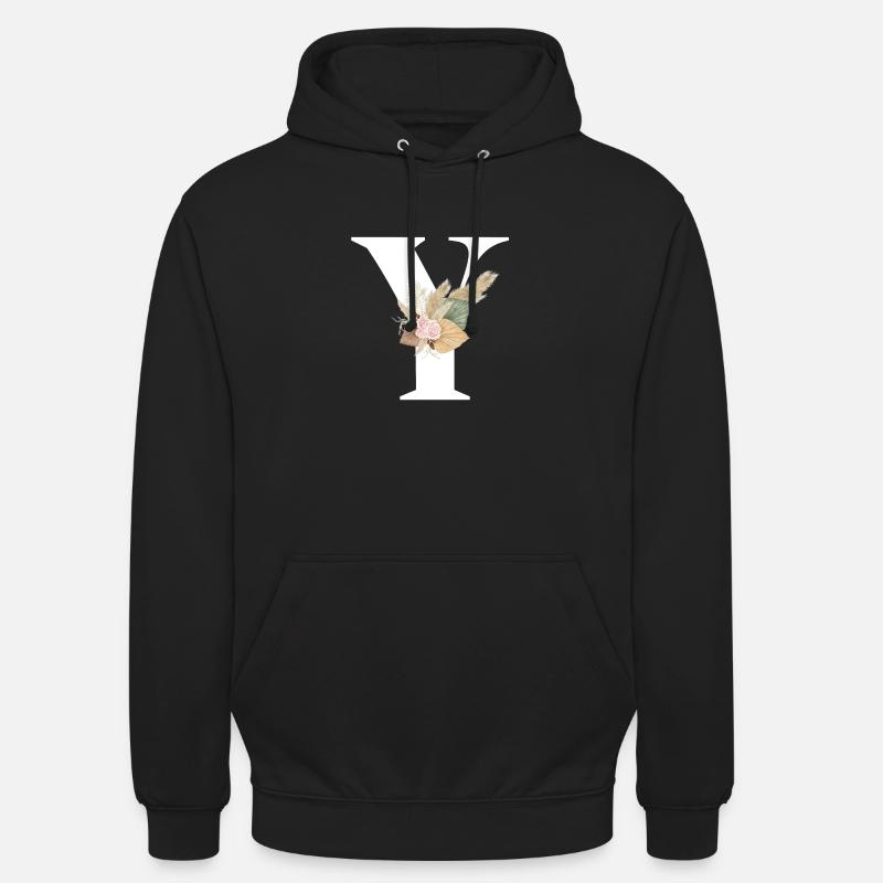 Buchstabe Y Blumen - Unisex Hoodie - Schwarz