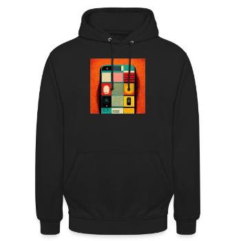 Pop-Art-Plakat eines intelligenten phone3 - Unisex Hoodie - Schwarz - Vorne - Alina (178cm) & Michal (187cm)