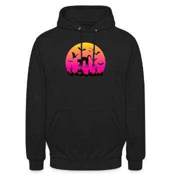 Sunset Cemetery - Halloween - Unisex Hoodie - Schwarz - Vorne - Alina (178cm) & Michal (187cm)