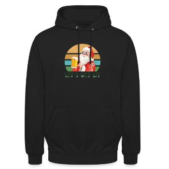 Lets get Lit with Santa, fun T-Shirt drinking Beer - Unisex Hoodie - black - Front - Alina (178cm) & Michal (187cm)
