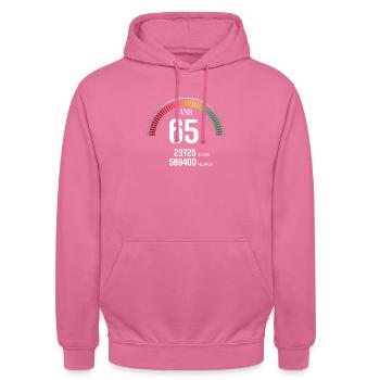 Anniversaire 65 ans Compteur - Sweat-shirt à capuche unisexe - rose - Devant - Alina (178cm) & Michal (187cm)