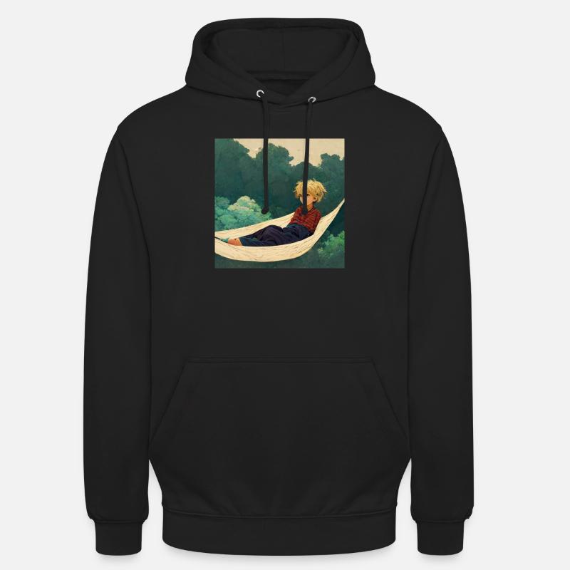 Garçon dans un hamac - Sweat-shirt à capuche unisexe - noir