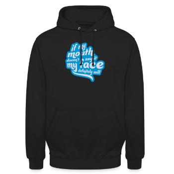 my face definitely will - Unisex Hoodie - Schwarz - Vorne - Alina (178cm) & Michal (187cm)