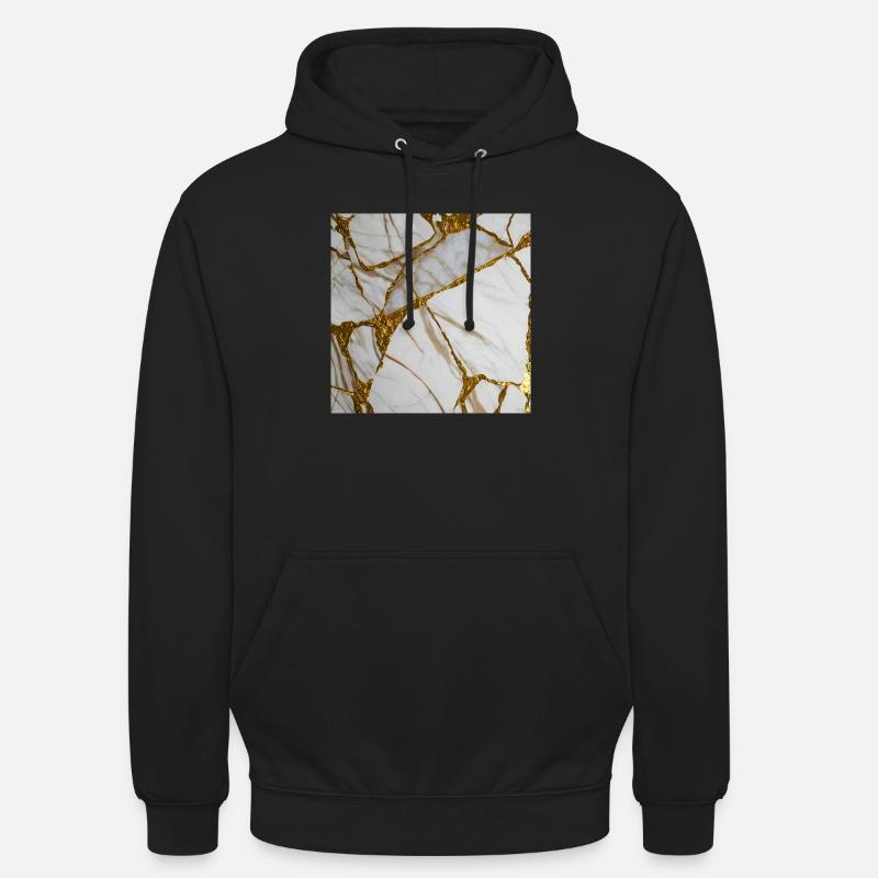 Marbling white-gold marble stone texture - Unisex Hoodie - black