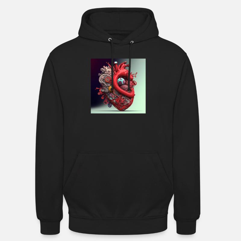 Human heart - glossy graffiti style - Unisex Hoodie - Schwarz