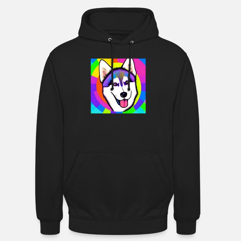 Conception de bande dessinée Cute Rainbow Husky - Sweat-shirt à capuche unisexe - noir