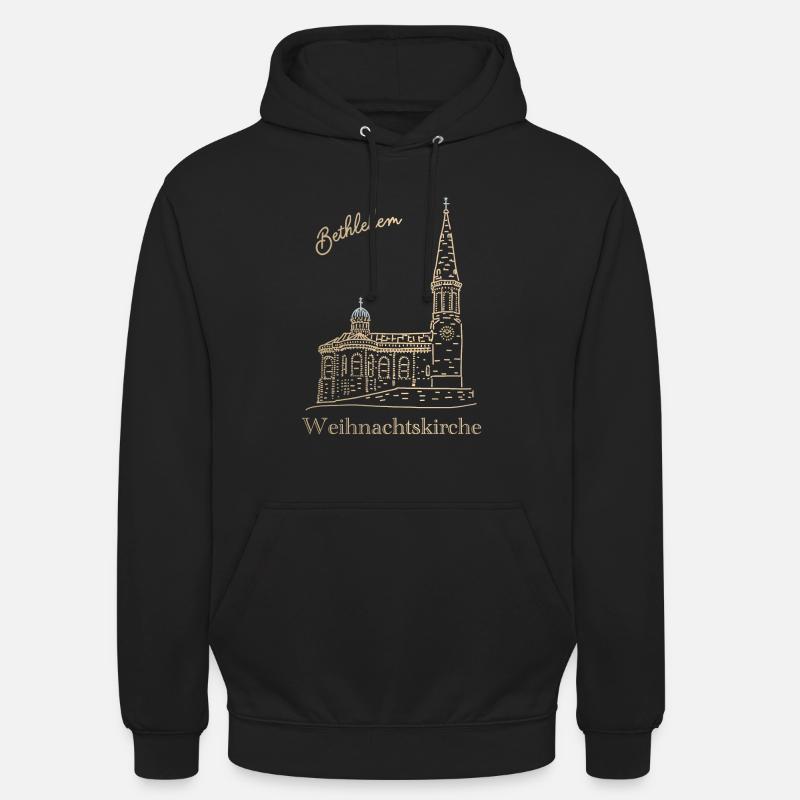 Weihnachtskirche Bethlehem Handzeichnung - Unisex Hoodie - Schwarz