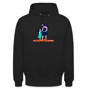 Mom with daughter - Unisex Hoodie - black - Front - Alina (178cm) & Michal (187cm)