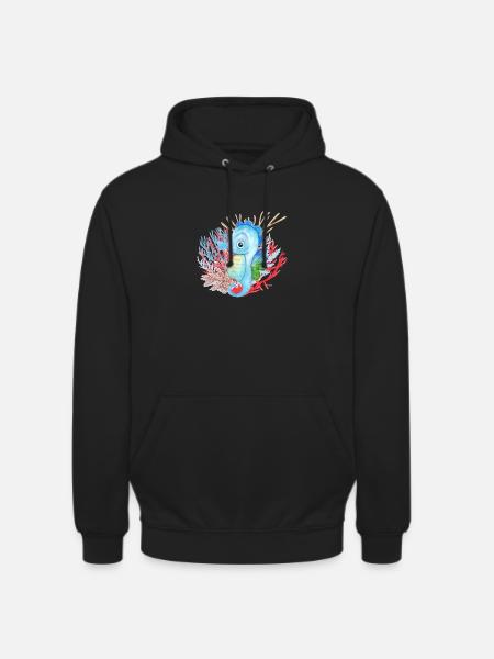 ocean, seahorse - Unisex Hoodie - black
