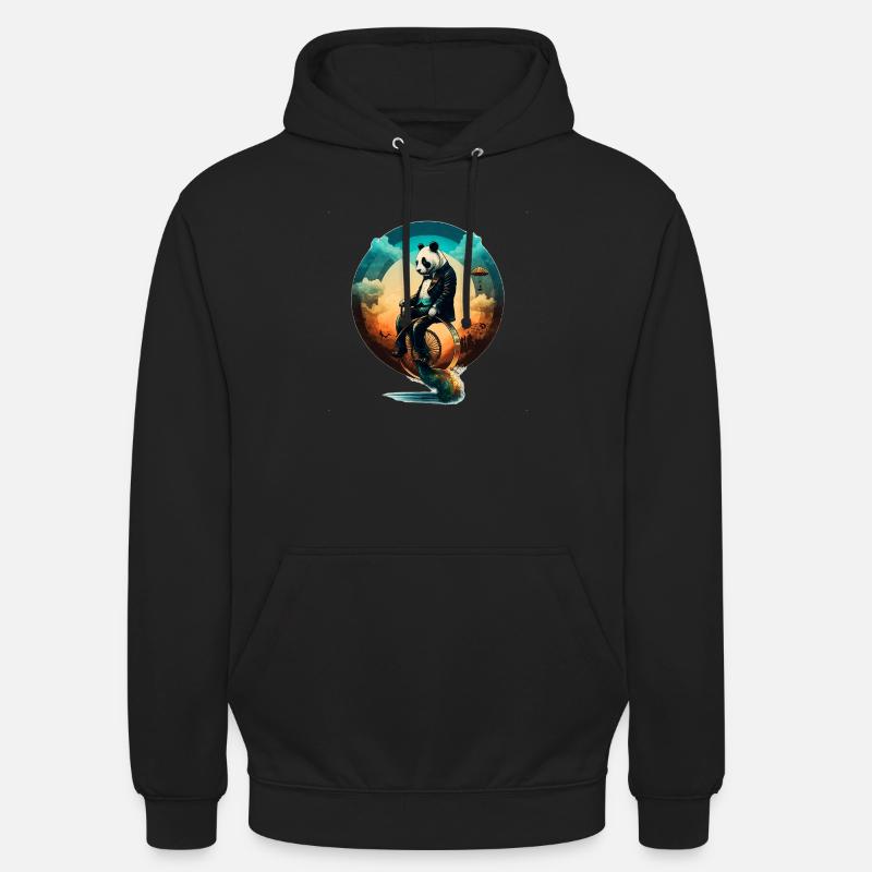 Panda on a unicycle - Unisex Hoodie - black