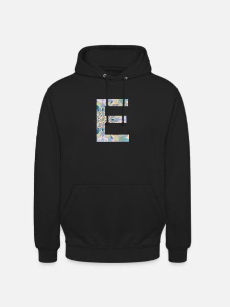 Letter E in mandala - Unisex Hoodie - black