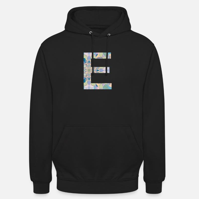 Lettre E en mandala - Sweat-shirt à capuche unisexe - noir