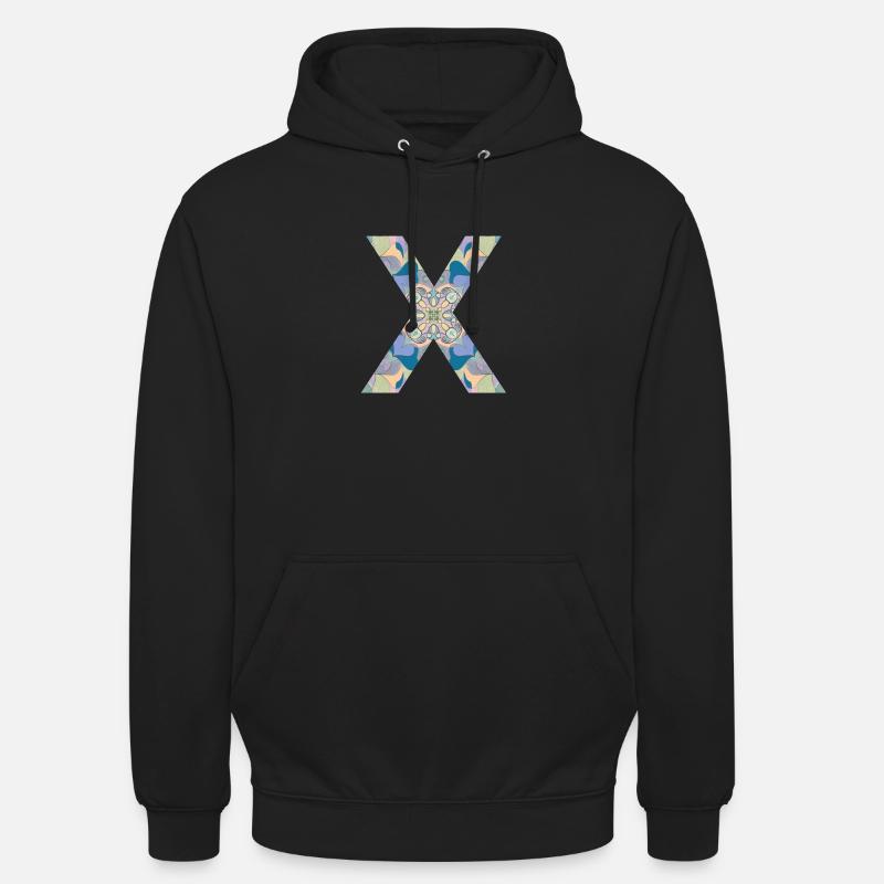 Buchstabe X im Mandala - Unisex Hoodie - Schwarz