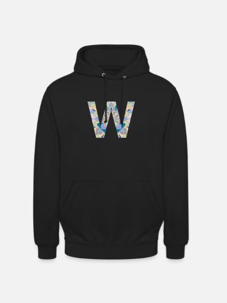 Bokstaven W i mandala - Unisex-hettegenser - svart