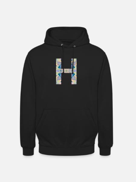 Letter H in mandala - Unisex Hoodie - black