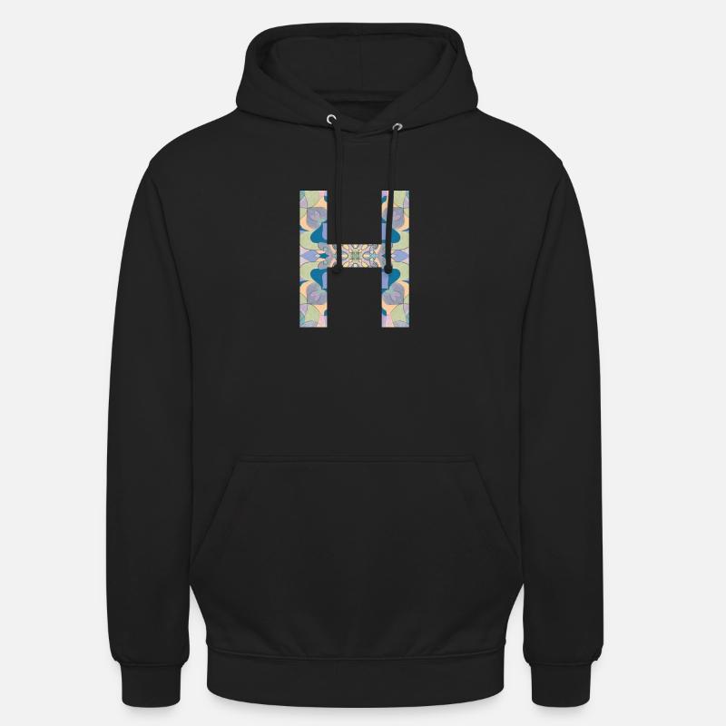 Buchstabe H im Mandala - Unisex Hoodie - Schwarz