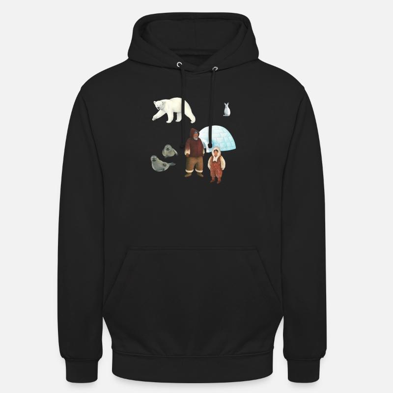 Eskimo familie - Unisex-hettegenser - svart