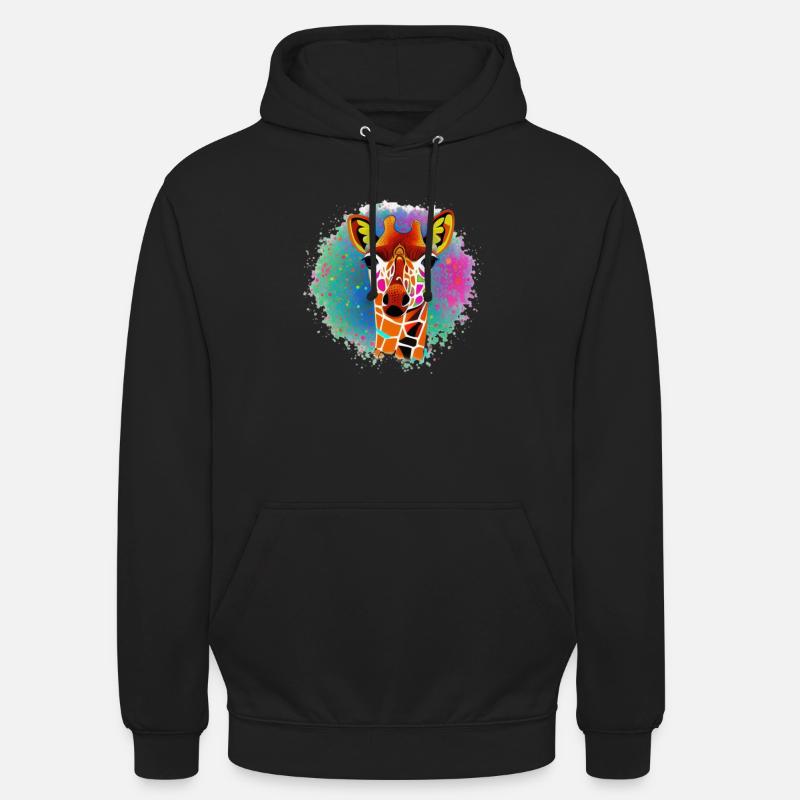 Mehrfarbige Quantenmosaikgiraffe 3 - Unisex Hoodie - Schwarz