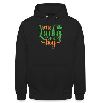 Un garçon chanceux - Sweat-shirt à capuche unisexe - noir - Devant - Alina (178cm) & Michal (187cm)