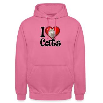 I love Cats - Unisex Hoodie - pink - Front - Alina (178cm) & Michal (187cm)
