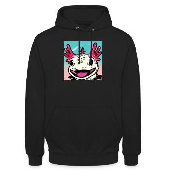 Smiling Axolotl - Unisex Hoodie - black - Front - Alina (178cm) & Michal (187cm)