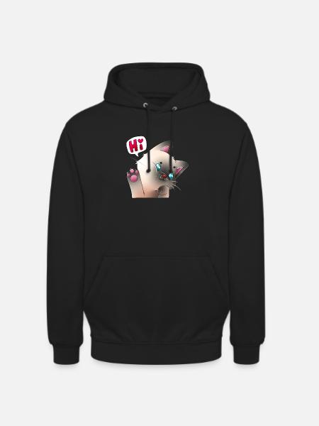Cuddly hello cat - Unisex Hoodie - black